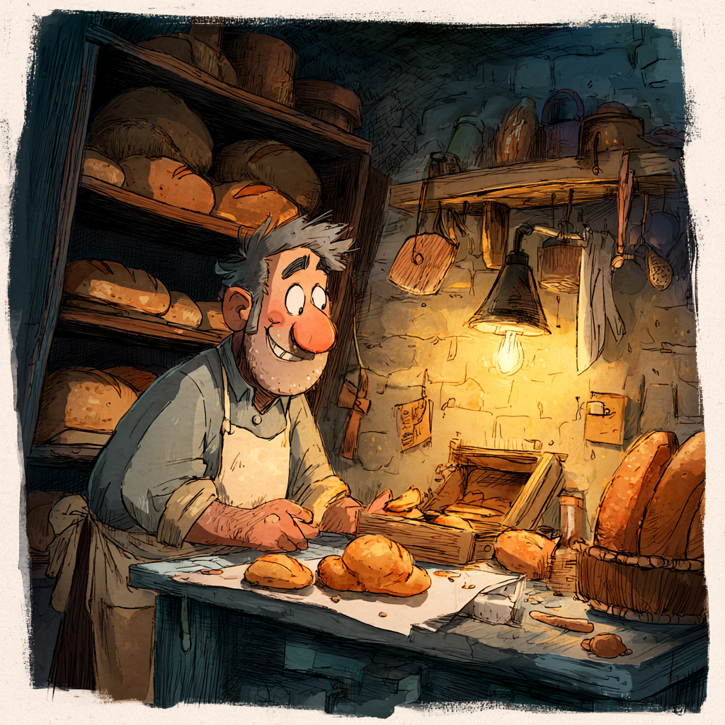 Illustration from "The Baker and the King"