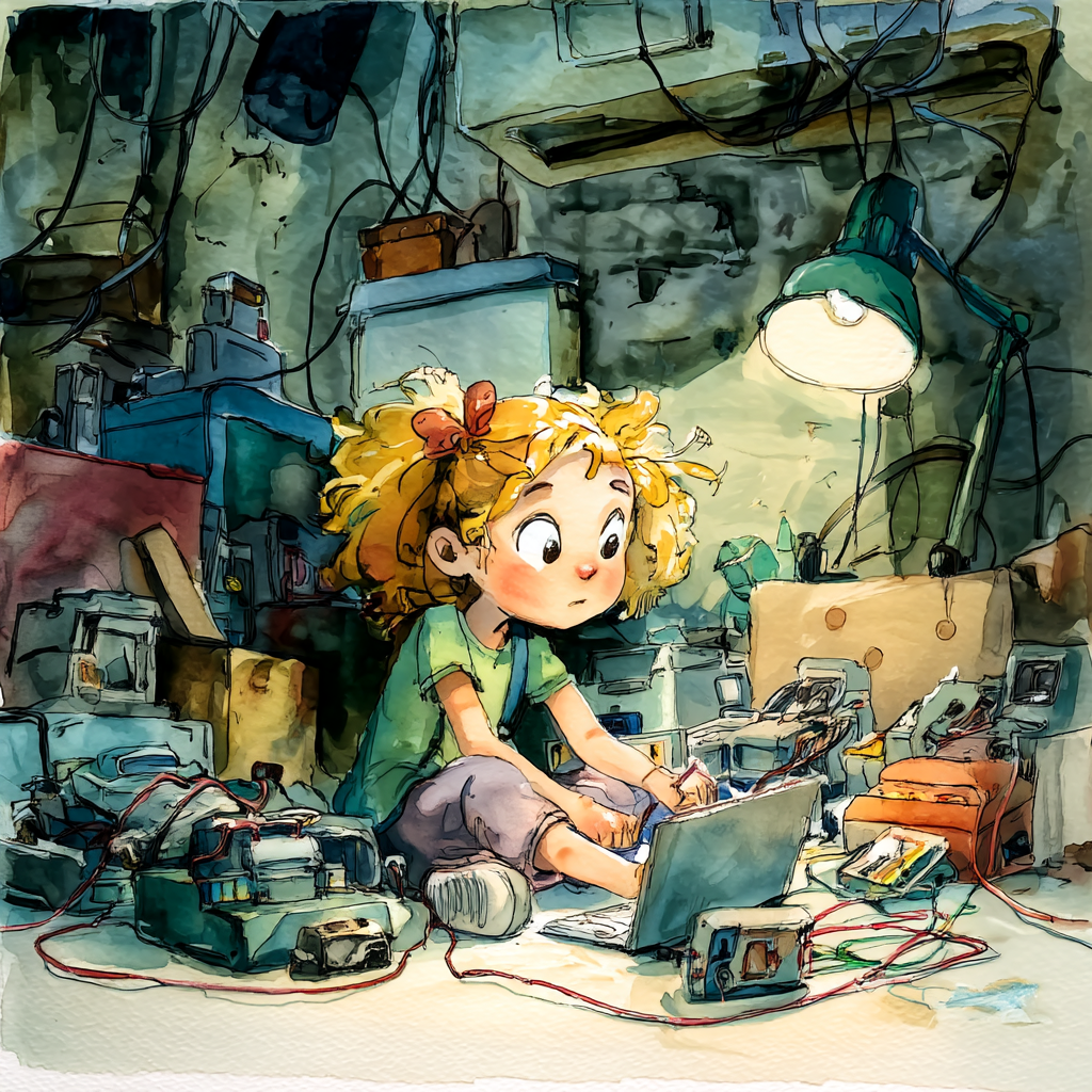 Illustration from "The Girl Who Built a Robot"