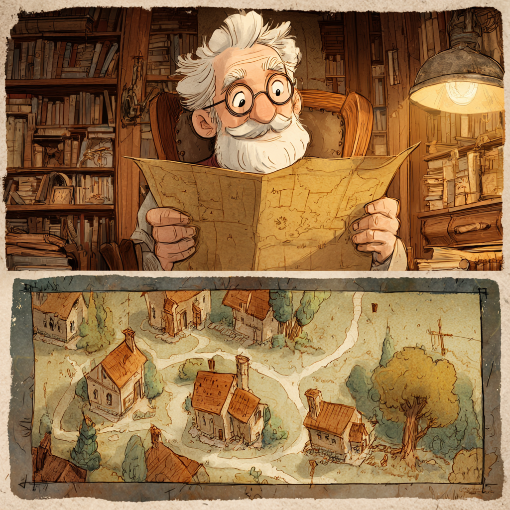 Illustration from "The Old Mapmaker"
